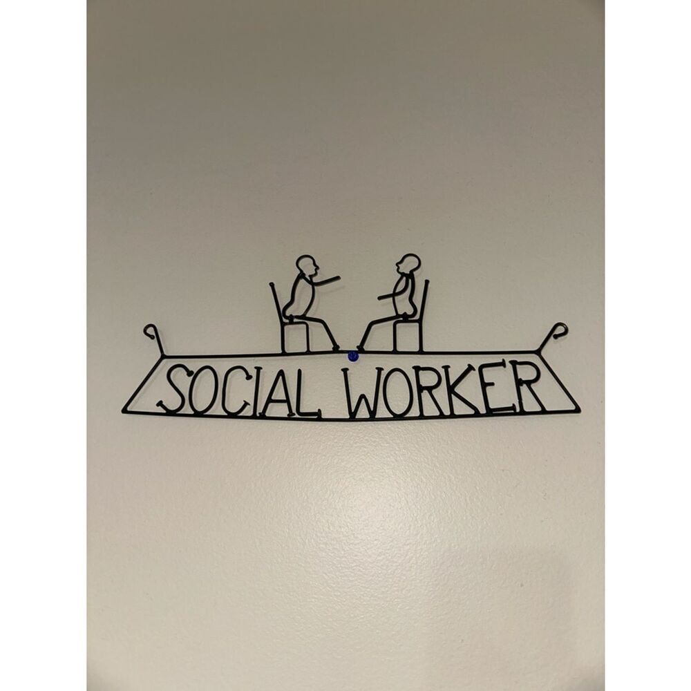 SOCIAL WORKER BLACK WIRE NAIL HANGING SIGN